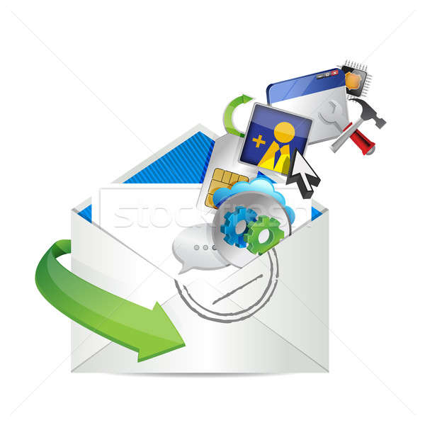 open envelope with applications coming out. illustration design Stock photo © alexmillos