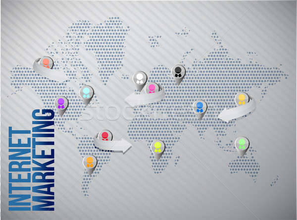 Internet marketing la nivel mondial reţea albastru finanţa corporativ Imagine de stoc © alexmillos