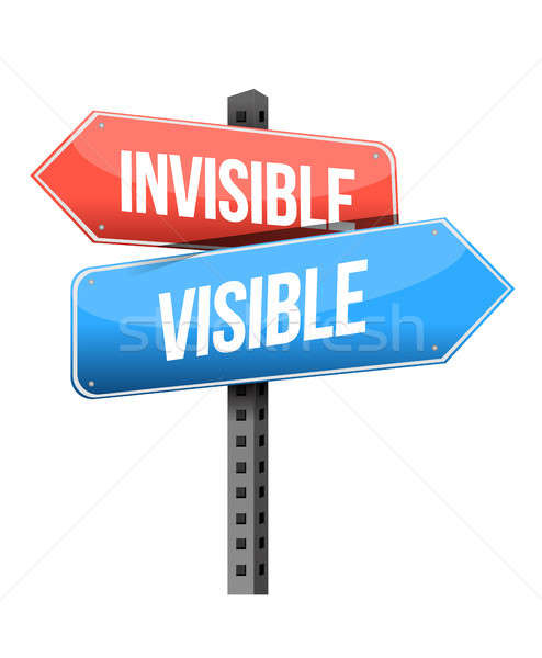 Stockfoto: Onzichtbaar · zichtbaar · verkeersbord · illustratie · ontwerp · witte