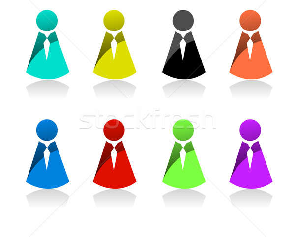 Geschäftsleute unterschiedlich Farbe Symbole isoliert Internet Stock foto © alexmillos