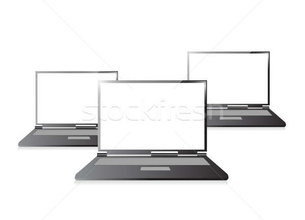 Stock photo: Laptops with blank screen isolated on white