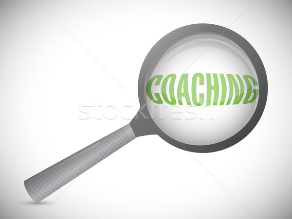 coaching magnify text illustration design over a white backgroun Stock photo © alexmillos