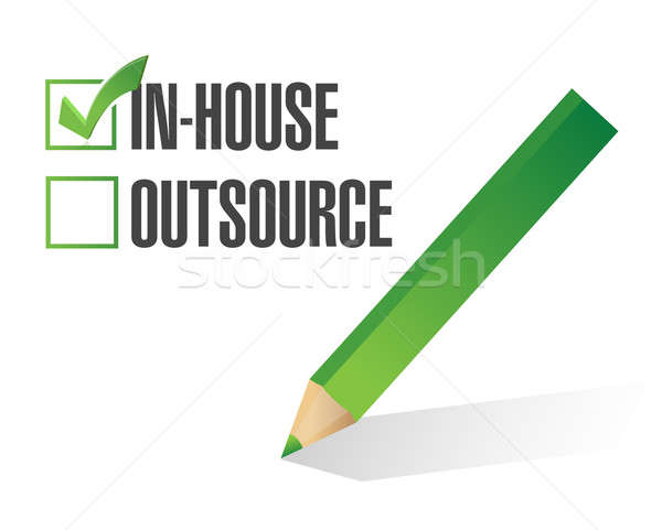 In-house outsource check mark illustration design Stock photo © alexmillos