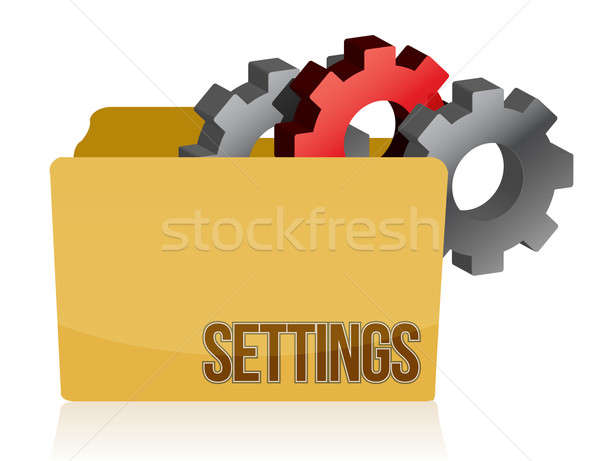 folder and gears settings illustration design over white Stock photo © alexmillos