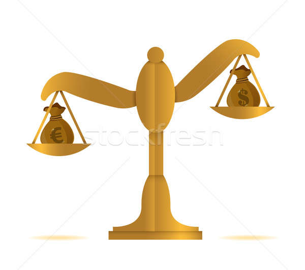 euro outweighs dollar on seesaw, financial concept Stock photo © alexmillos