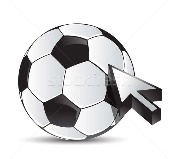 soccer ball with cursor arrow - sport shopping concept illustrat Stock photo © alexmillos