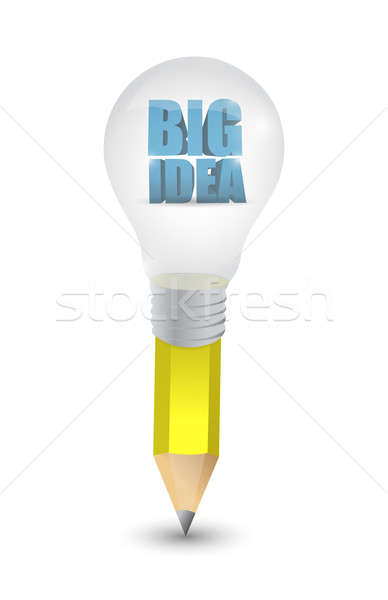 big idea light bulb pencil illustration design over white Stock photo © alexmillos