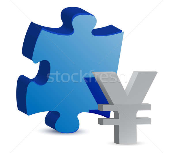 Puzzle yen illustration design blanche résumé [[stock_photo]] © alexmillos