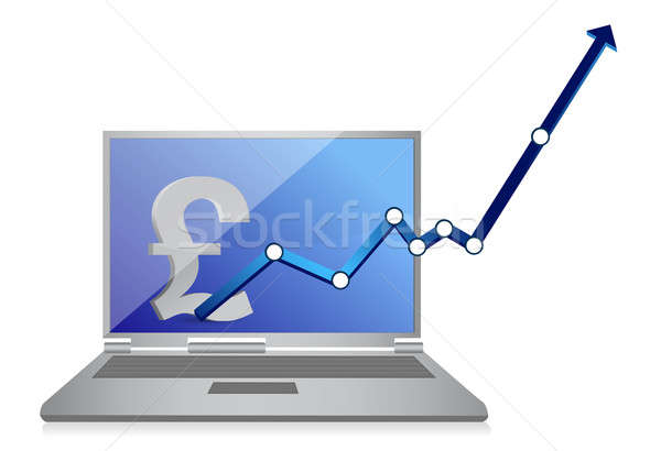 pound currency graph and laptop illustration design over a white Stock photo © alexmillos