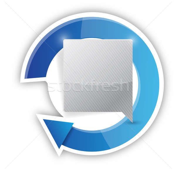 message bubble and cycle illustration design over white Stock photo © alexmillos