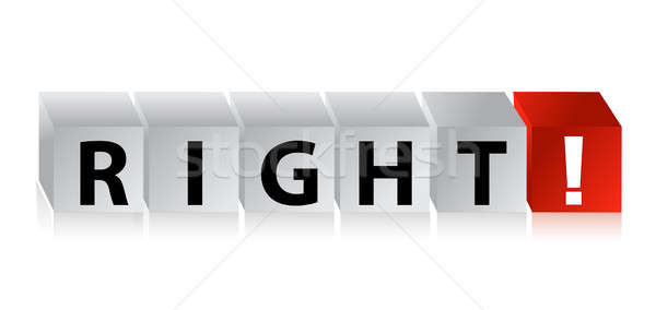 3D Right Block Cube text illustration design over white Stock photo © alexmillos