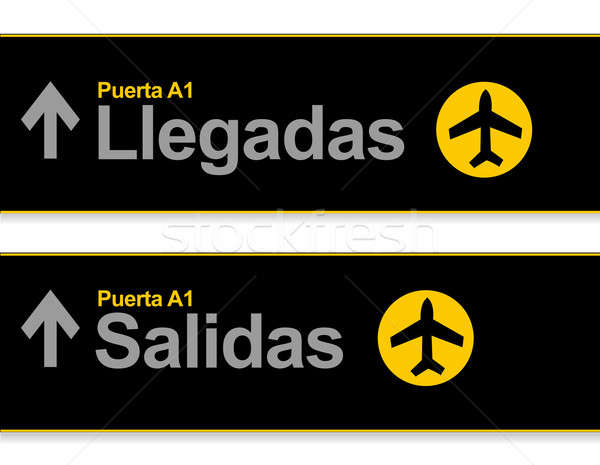 Llegada salidas aeropuerto signos espanol agua Foto stock © alexmillos