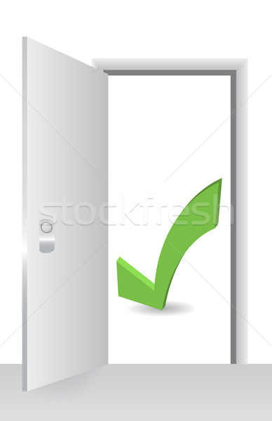 Open door with accept symbol Stock photo © alexmillos