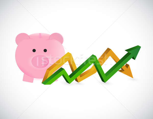 piggy bank up and down business arrow chart Stock photo © alexmillos