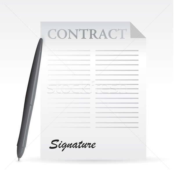 Contract pen illustratie ontwerp witte business Stockfoto © alexmillos