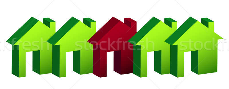 row of houses illustration design over white Stock photo © alexmillos