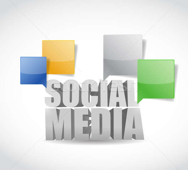Stock photo: social media communication concept illustration design over a wh