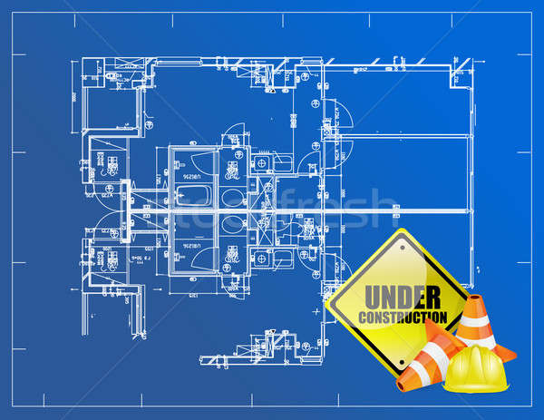 blueprint under construction illustration design over a white ba Stock photo © alexmillos