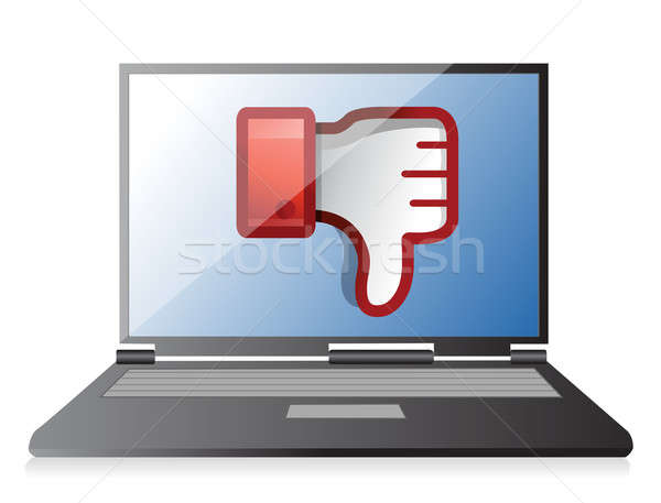 Laptop nie lubić ikona kciuk w dół podpisania Zdjęcia stock © alexmillos