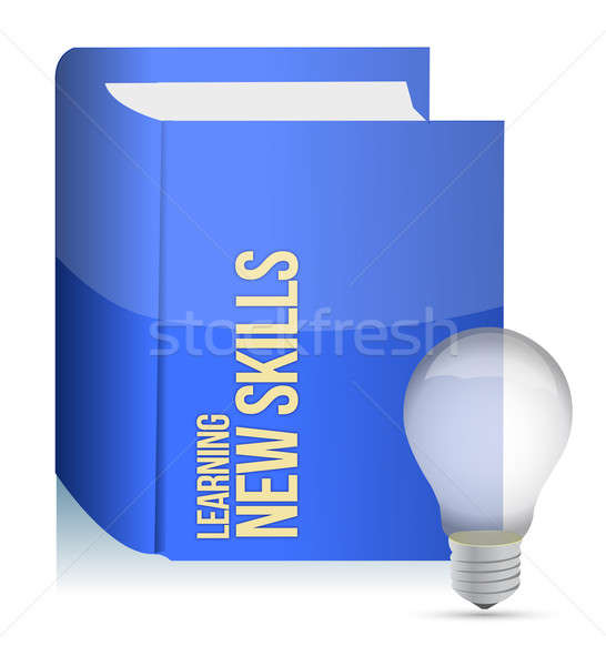 Boek nieuwe vaardigheden titel Blauw baan Stockfoto © alexmillos