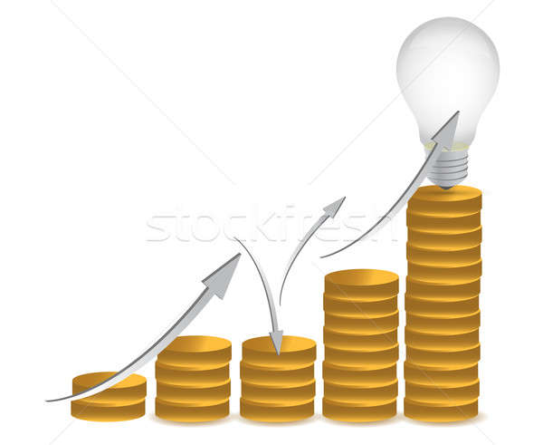 Coins and lightbulb illustration design Stock photo © alexmillos