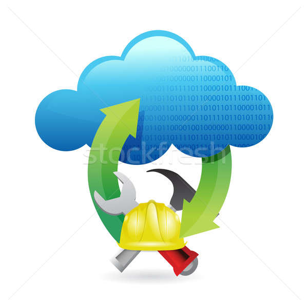 Cloud computing issues under construction sign Stock photo © alexmillos