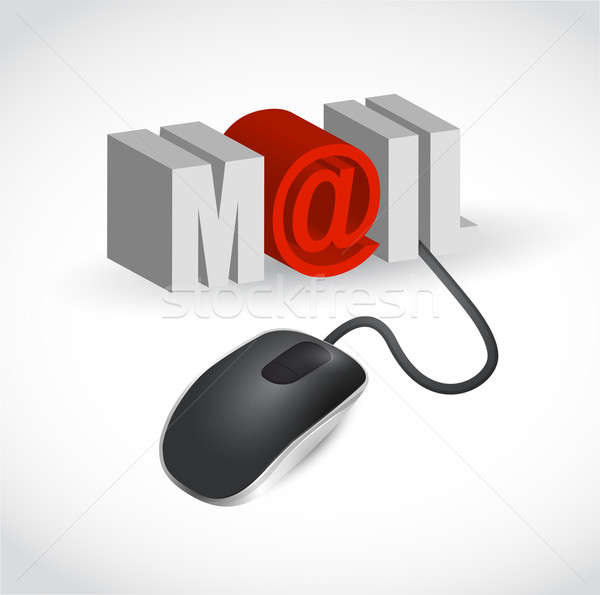 mouse and word mail illustration design over white Stock photo © alexmillos