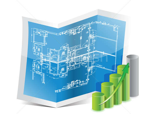 Blaupause Grafik bar Finanzierung Manager Daten Stock foto © alexmillos