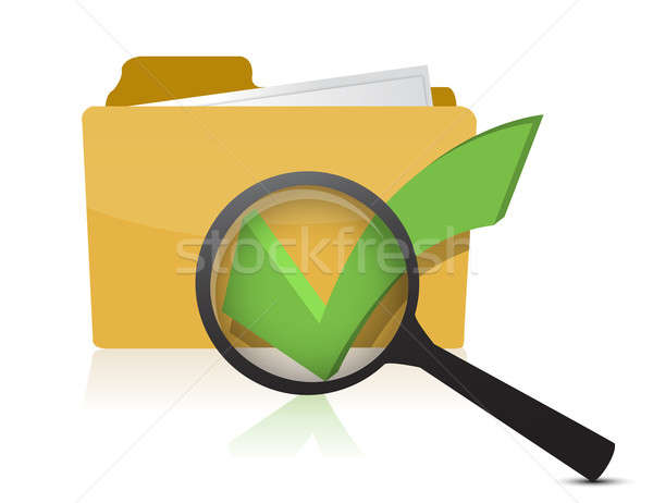 folder and checkmark magnifier illustration design over white Stock photo © alexmillos