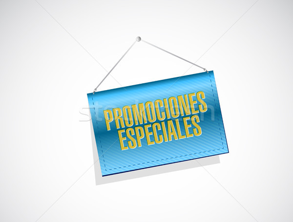 special promotions in Spanish hanging sign concept Stock photo © alexmillos