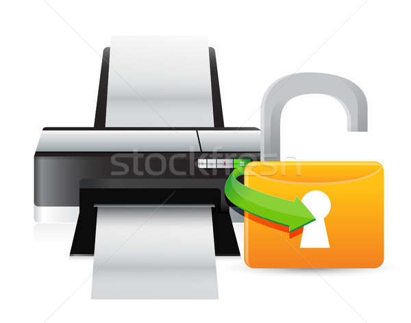 Impresora ilustración diseno gráfico blanco seguridad impresión Foto stock © alexmillos
