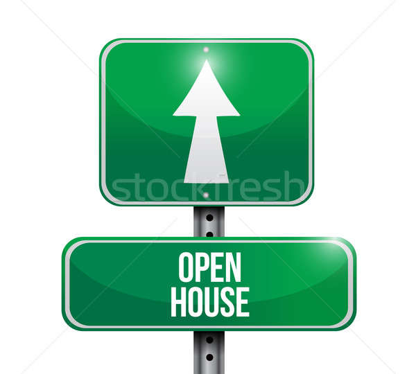 open house road sign illustration design over a white background Stock photo © alexmillos