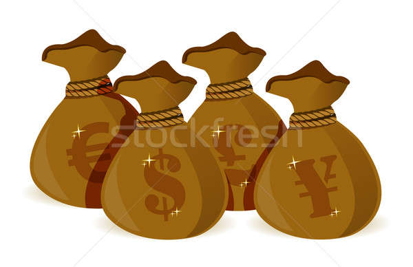 Set of Money Bags illustration design over a white background Stock photo © alexmillos