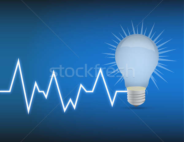 Stockfoto: Reddingslijn · gloeilamp · illustratie · ontwerp · Blauw · papier