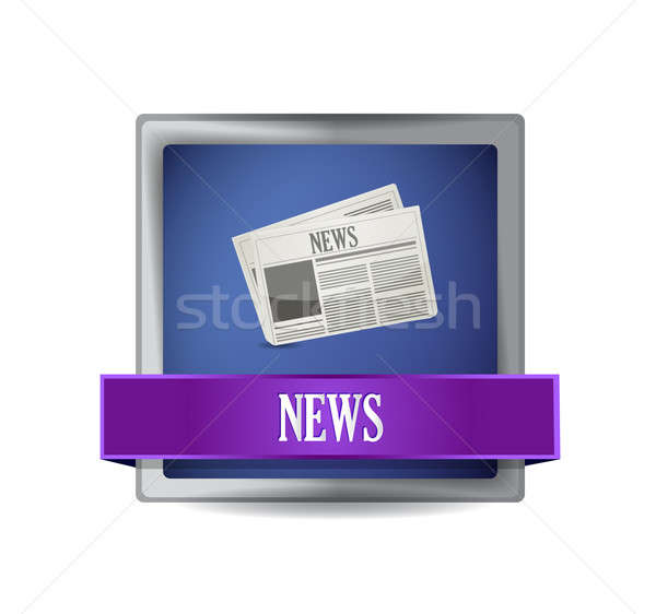 News paper icon button illustration design over white Stock photo © alexmillos