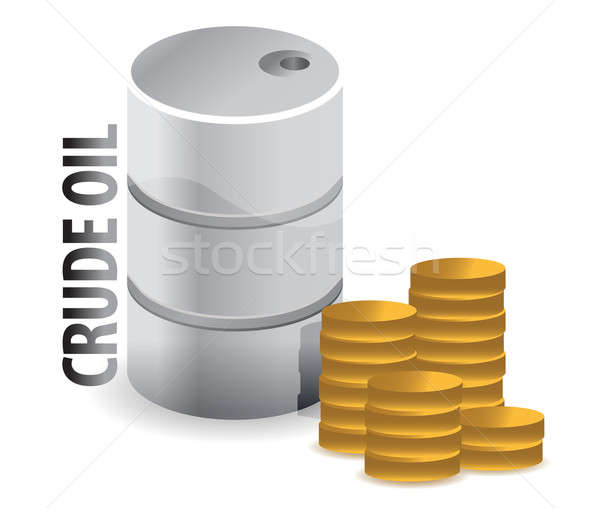 crude oil and coins currency illustration design over white Stock photo © alexmillos