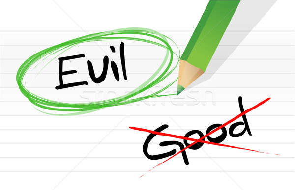 Goede vs kwaad pen ontwerp kruis Stockfoto © alexmillos