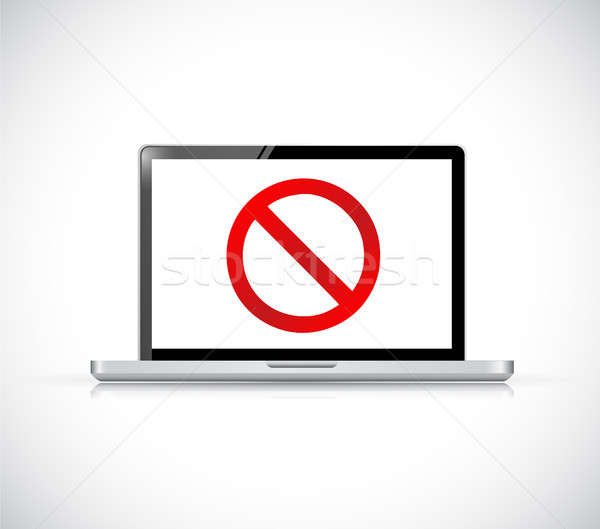 Computer with a negative sign. Dont. Stock photo © alexmillos