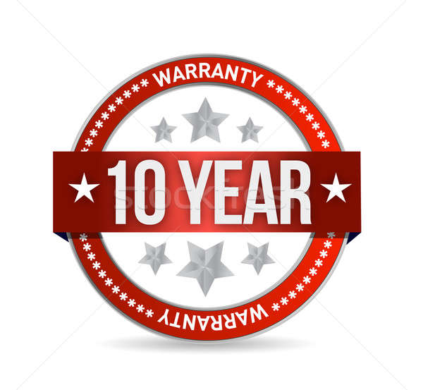 ten year warranty seal illustration design over white Stock photo © alexmillos
