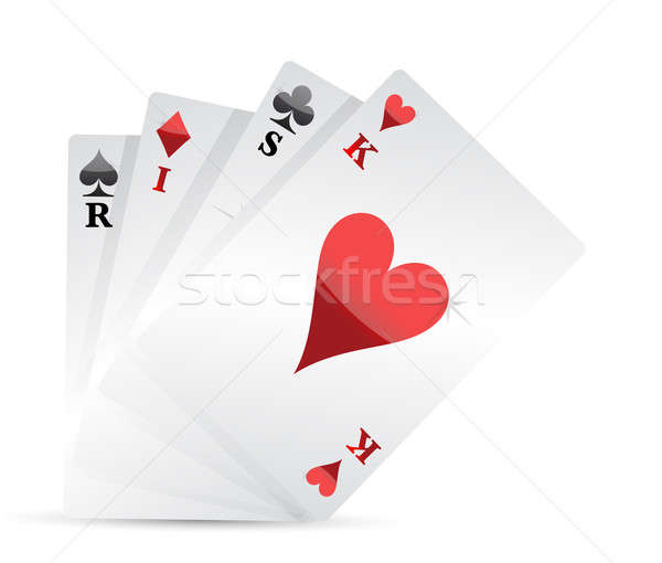 risk poker card hand illustration design over white Stock photo © alexmillos