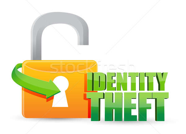 Vol d'identité or lock illustration design blanche [[stock_photo]] © alexmillos