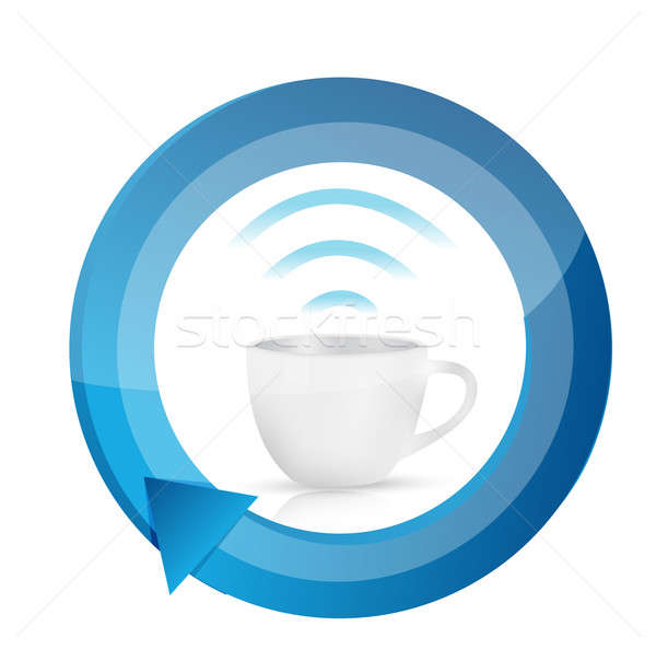 Café wifi mug cycle illustration design [[stock_photo]] © alexmillos