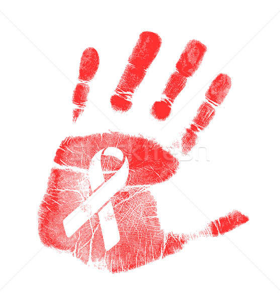 Anti HIV ribbon handprint illustration  Stock photo © alexmillos