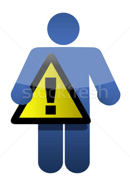 cartoon character holding a warning sign illustration design ove Stock photo © alexmillos