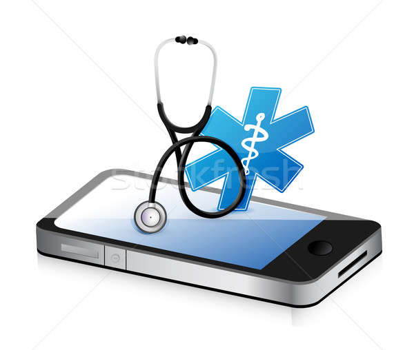 medical app with a Stethoscope illustration design over white Stock photo © alexmillos