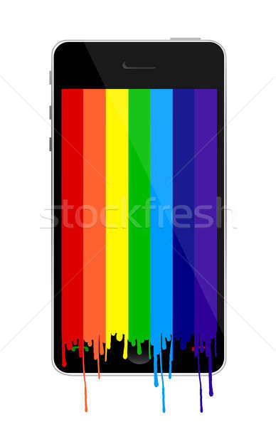 Smartphone with rainbow paint dropping illustration design over  Stock photo © alexmillos