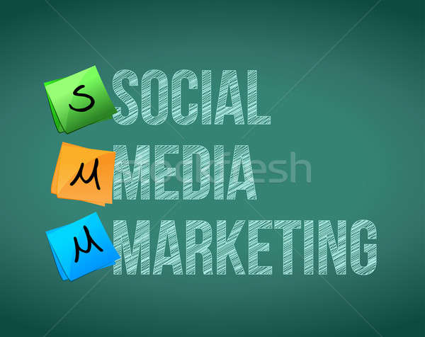social media marketing and posts on a blackboard Stock photo © alexmillos