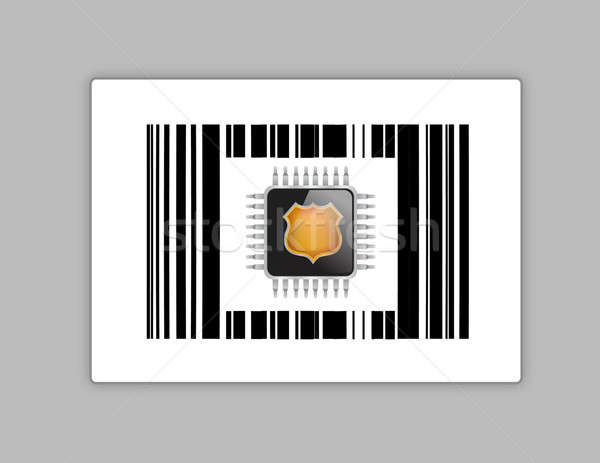 technology chip upc or barcode illustration design over white Stock photo © alexmillos