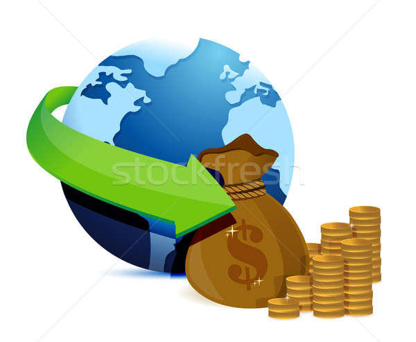 globe arrow and money illustration design over a white backgroun Stock photo © alexmillos