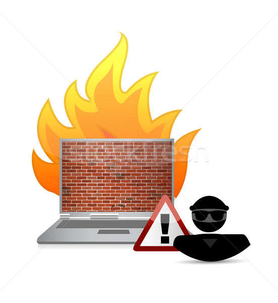Hacker yangın duvar güvenlik uyarı örnek Stok fotoğraf © alexmillos